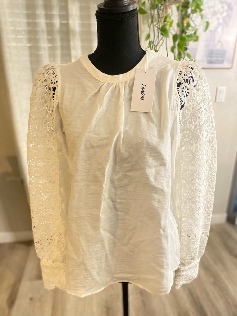 Wolven Lace Sleeve Cream Blouse by Wolven